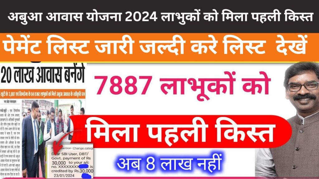 अबुआ आवास योजना 2024 लाभुकों को मिला पहली किस्त लिस्ट कैसे देखें Abua awas ka paisa kab milega Abua awas list